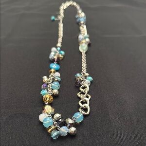 Cookie Lee Blue and Silver Necklace with Turquoise Beads